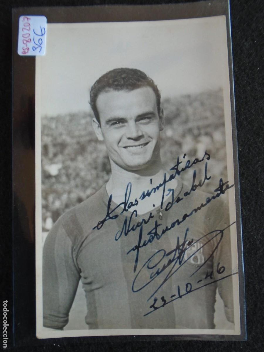 Coleccionismo deportivo: (PS-80207)POSTAL FOTOGRAFICA DEDICADA DE CURTA C.F.BARCELONA A&Ntilde;OS 40-50