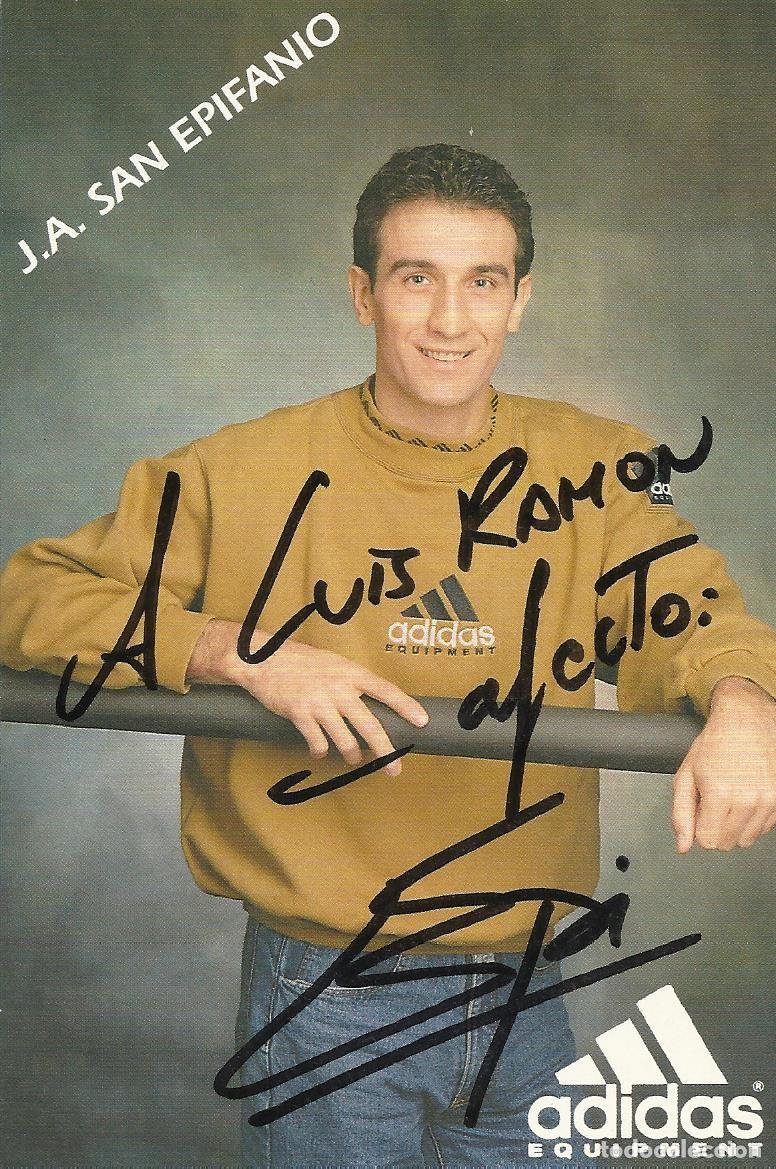 Coleccionismo deportivo: J. A. San Epifanio. Epi. F. C. Barcelona. Adidas. Baloncesto. Fotograf&iacute;a firmada y dedicada. 1996.