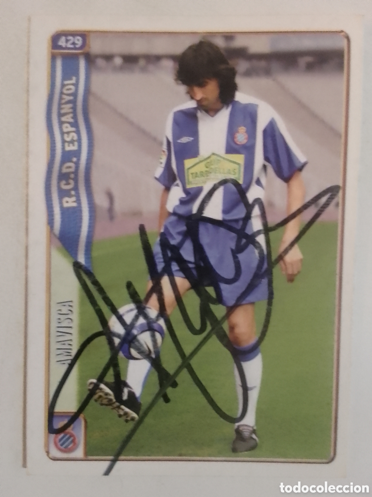 Coleccionismo deportivo: Cromo autografiado Amavisca &bull; Espanyol.