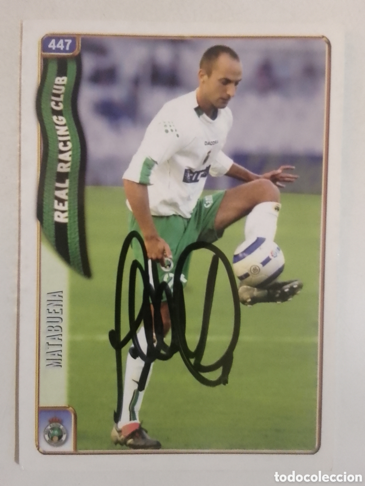Coleccionismo deportivo: Cromo autografiado Mata buena &bull; Real Racing Club.
