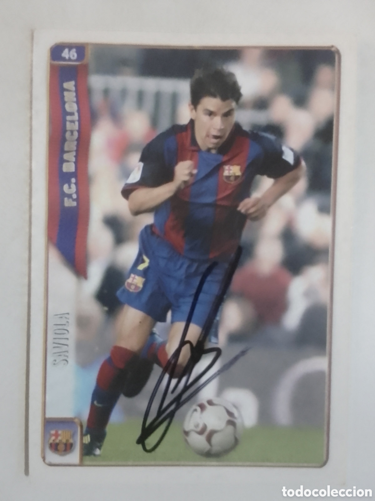 Coleccionismo deportivo: Cromo autografiado Saviola &bull; Barcelona.