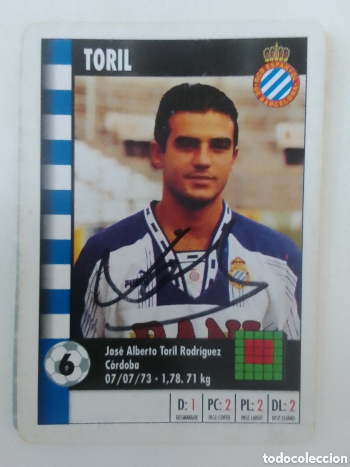 Coleccionismo deportivo: Cromo autografiado Toril &bull; Espanyol.
