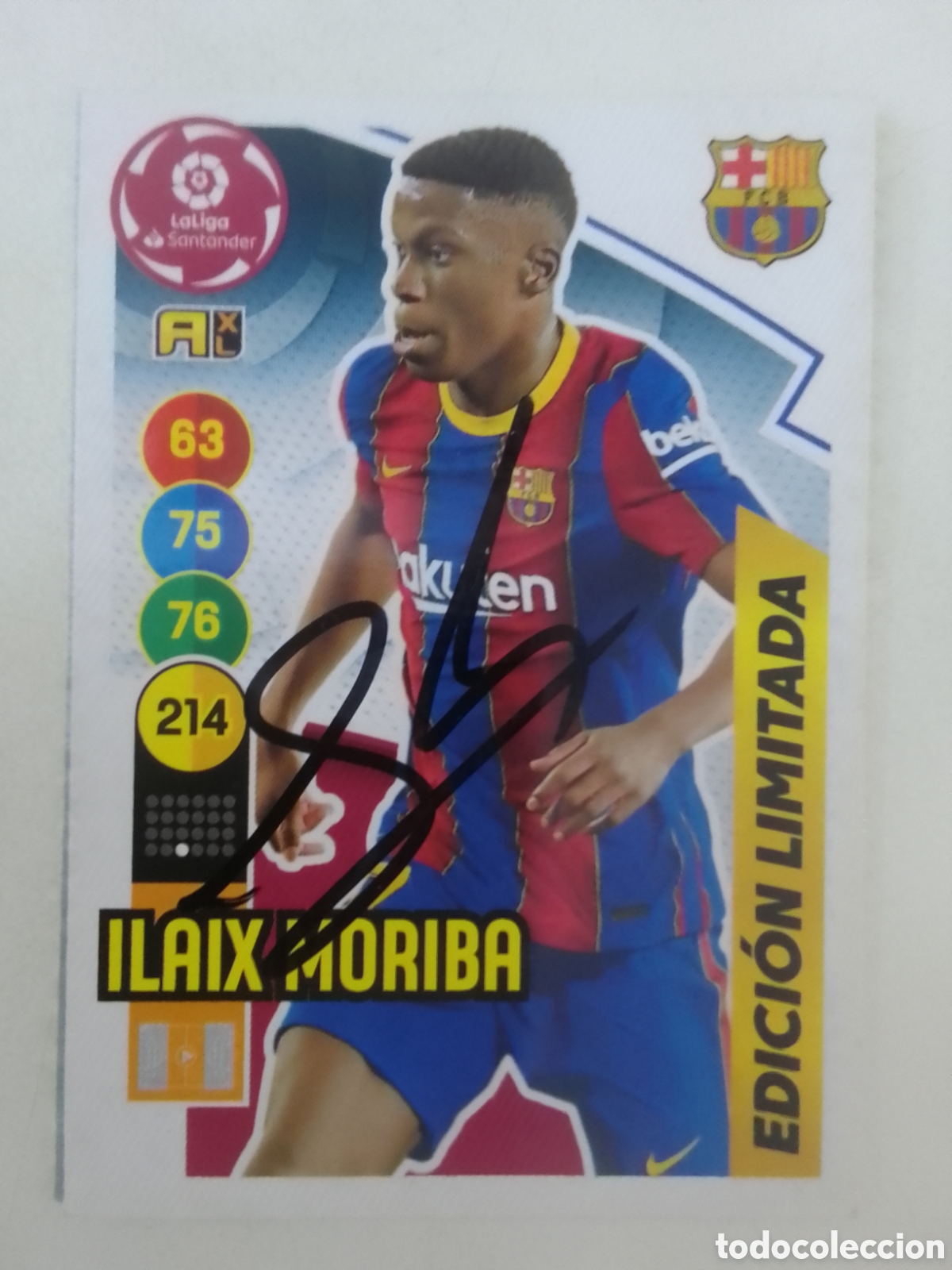 Coleccionismo deportivo: Cromo autografiado Ilaix Moriba &bull; Barcelona.
