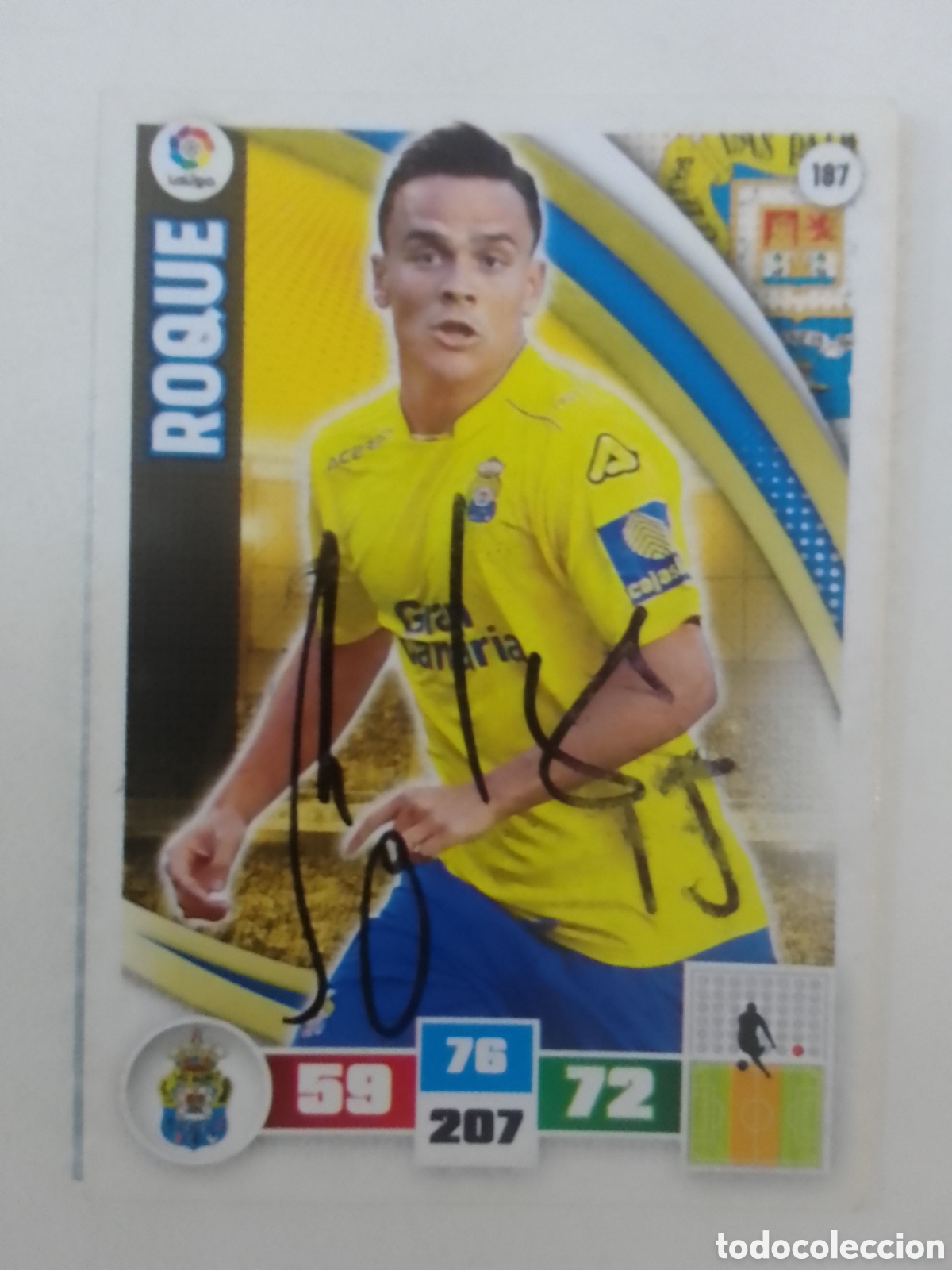 Coleccionismo deportivo: Cromo autografiado Roque &bull; Las Palmas.