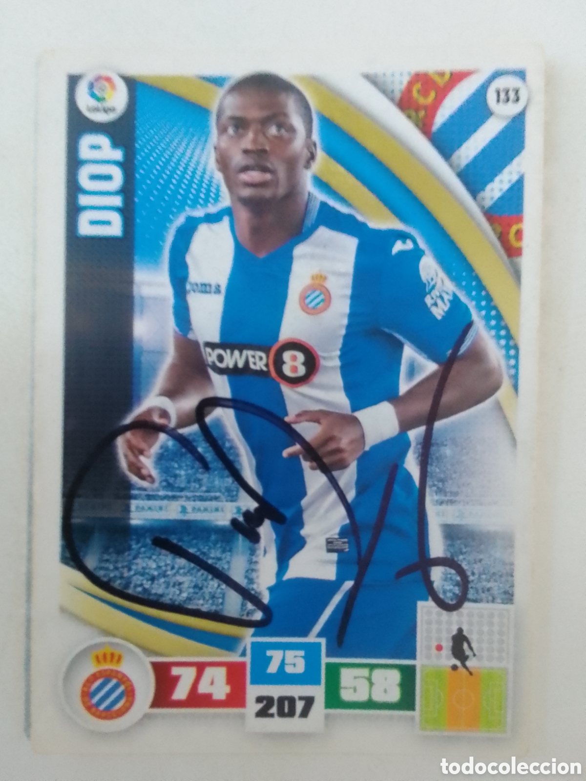 Coleccionismo deportivo: Cromo autografiado Diop &bull; Espanyol.