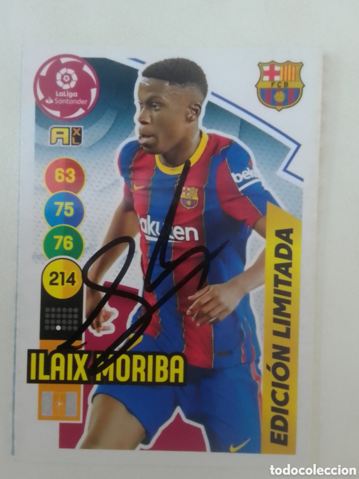 Coleccionismo deportivo: Cromo autografiado Ilaix Moriba &bull; Barcelona.