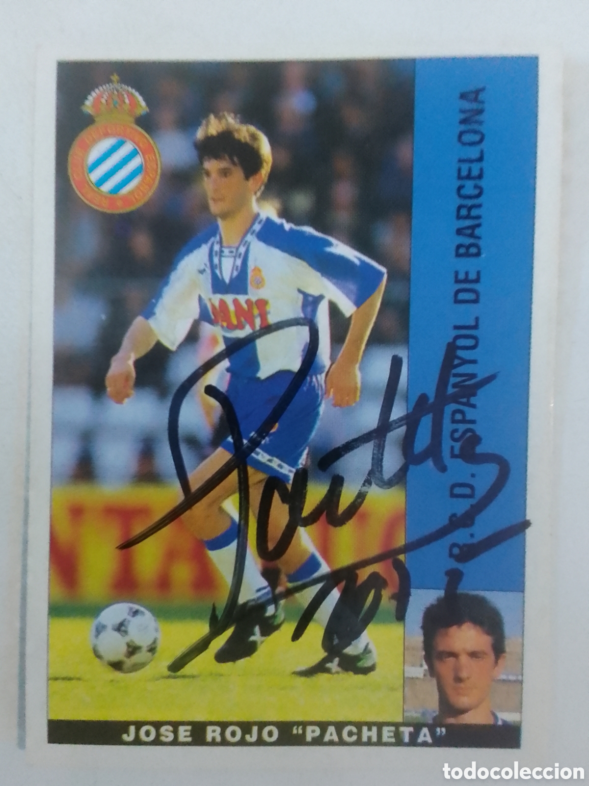 Coleccionismo deportivo: Cromo autografiado Pacheta &bull; Espanyol.