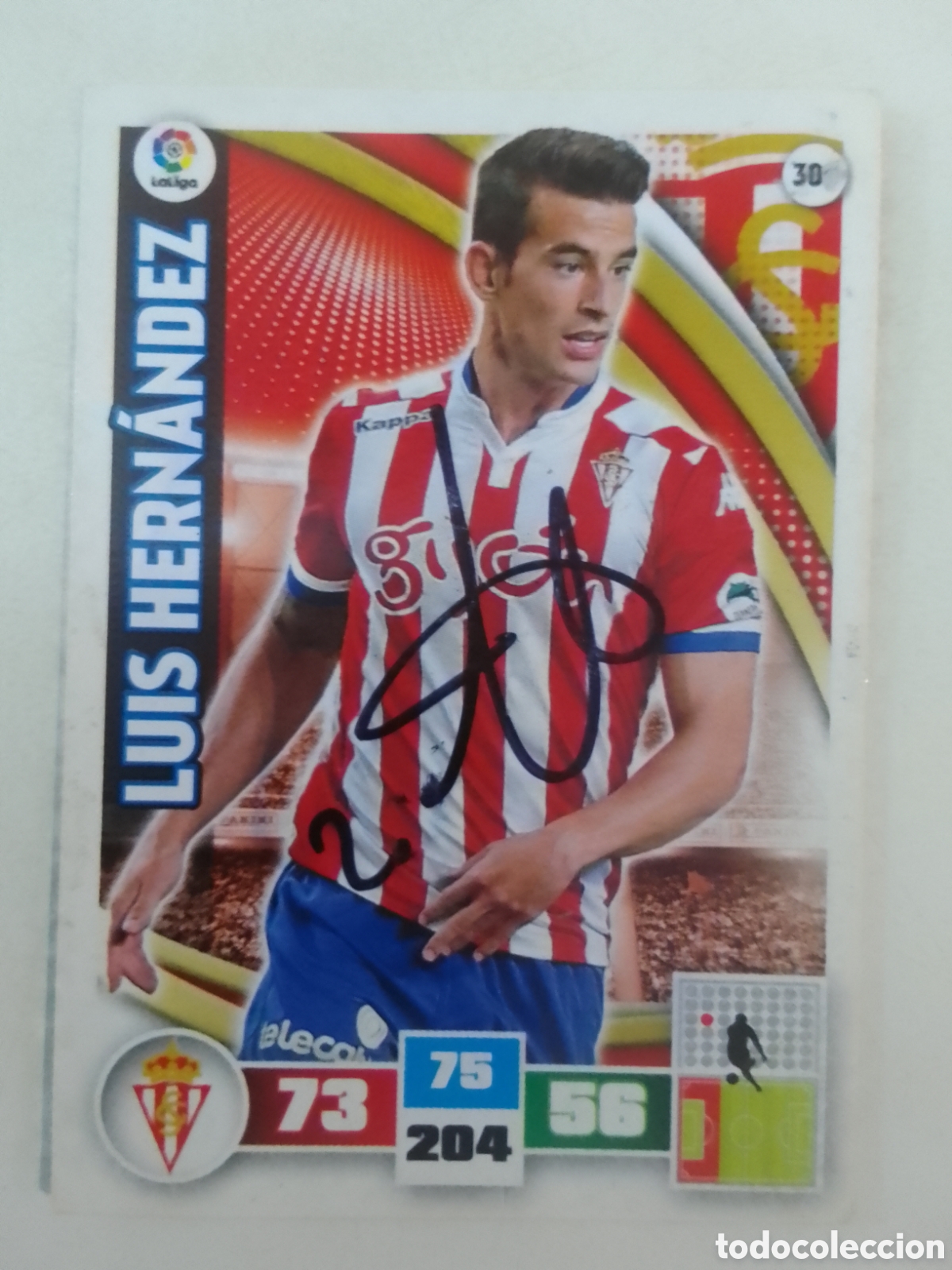 Coleccionismo deportivo: Cromo autografiado Luis Hern&aacute;ndez &bull; Sporting de Gij&oacute;n.