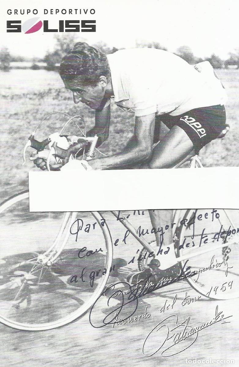 Coleccionismo deportivo: Federico Mart&iacute;n Bahamontes. Fotograf&iacute;a firmada y dedicada. 1997. Ciclista profesional. Soliss.
