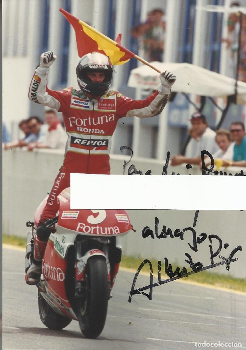 Coleccionismo deportivo: Alberto Puig de la Rosa. Fotograf&iacute;a firmada y dedicada. Piloto y m&aacute;nager motociclismo. 1995.