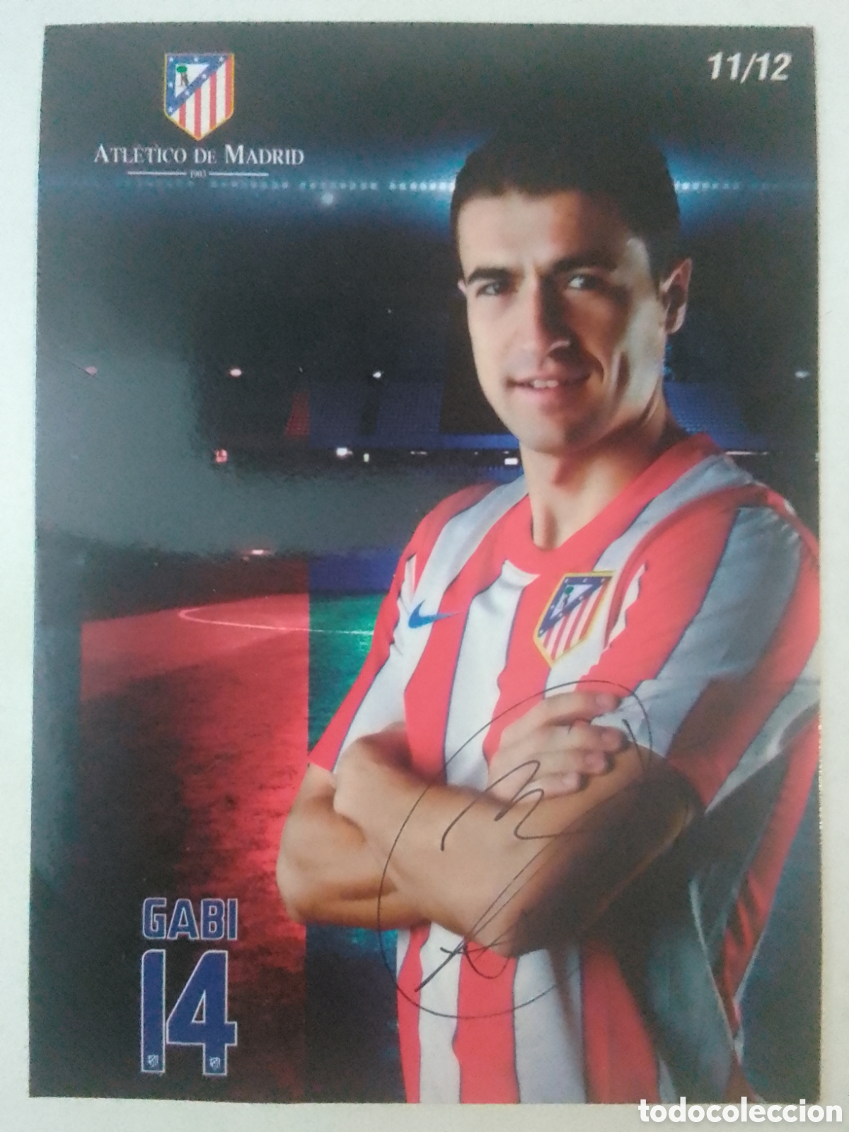 Coleccionismo deportivo: Postal autografiada Gabi &bull; Atl&eacute;tico de Madrid.