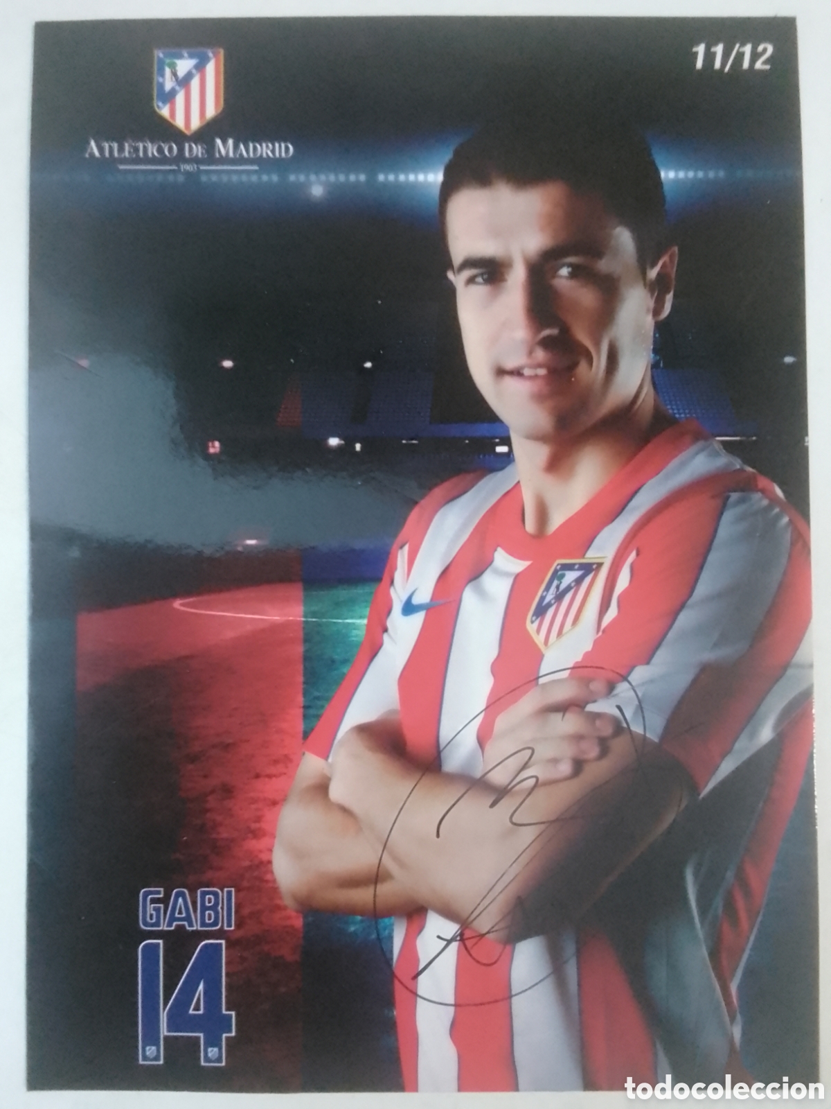 Coleccionismo deportivo: Postal autografiada Gabi &bull; Atl&eacute;tico de Madrid.