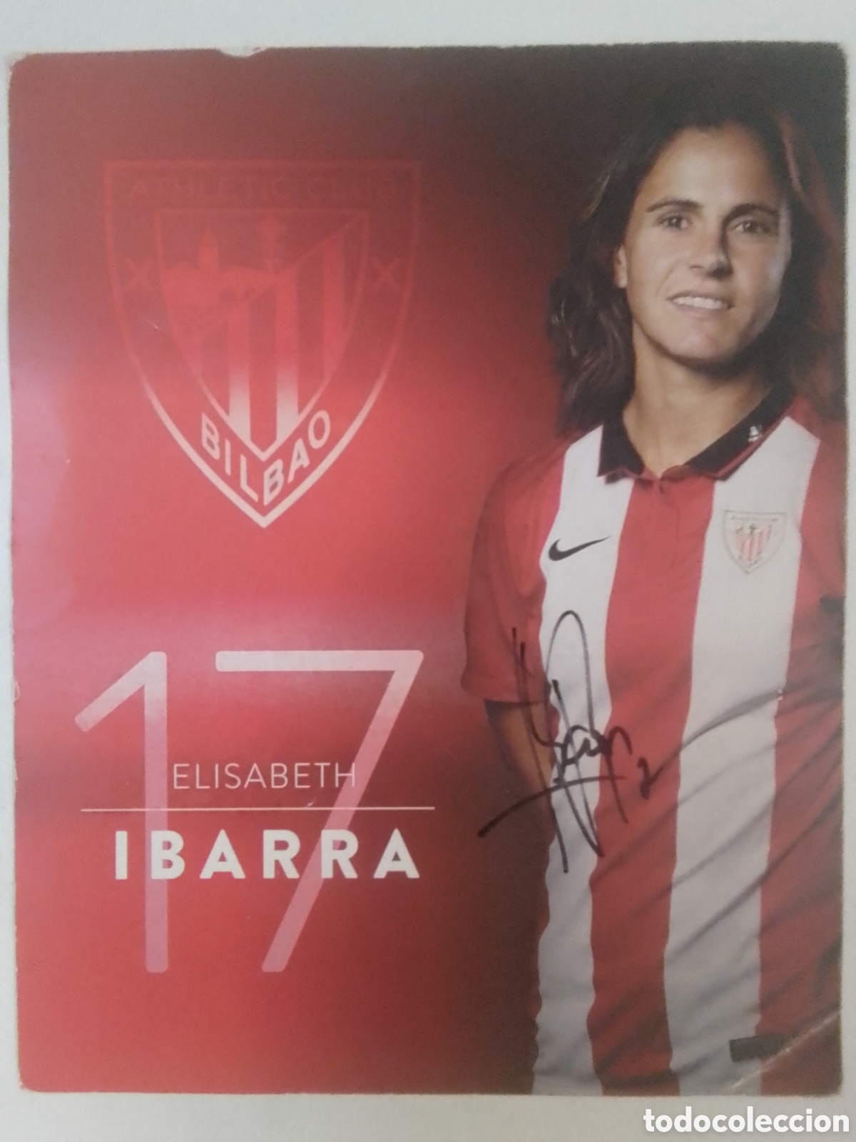 Coleccionismo deportivo: Postal autografiada Elisabeth Ibarra &bull; Athletic Club.