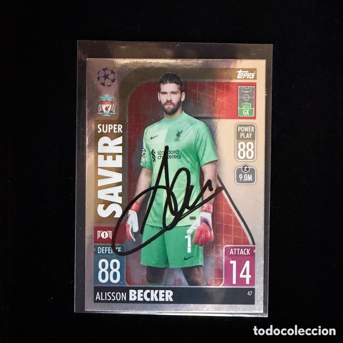 Coleccionismo deportivo: Carta Alisson Becker Firmada Liverpool Topps