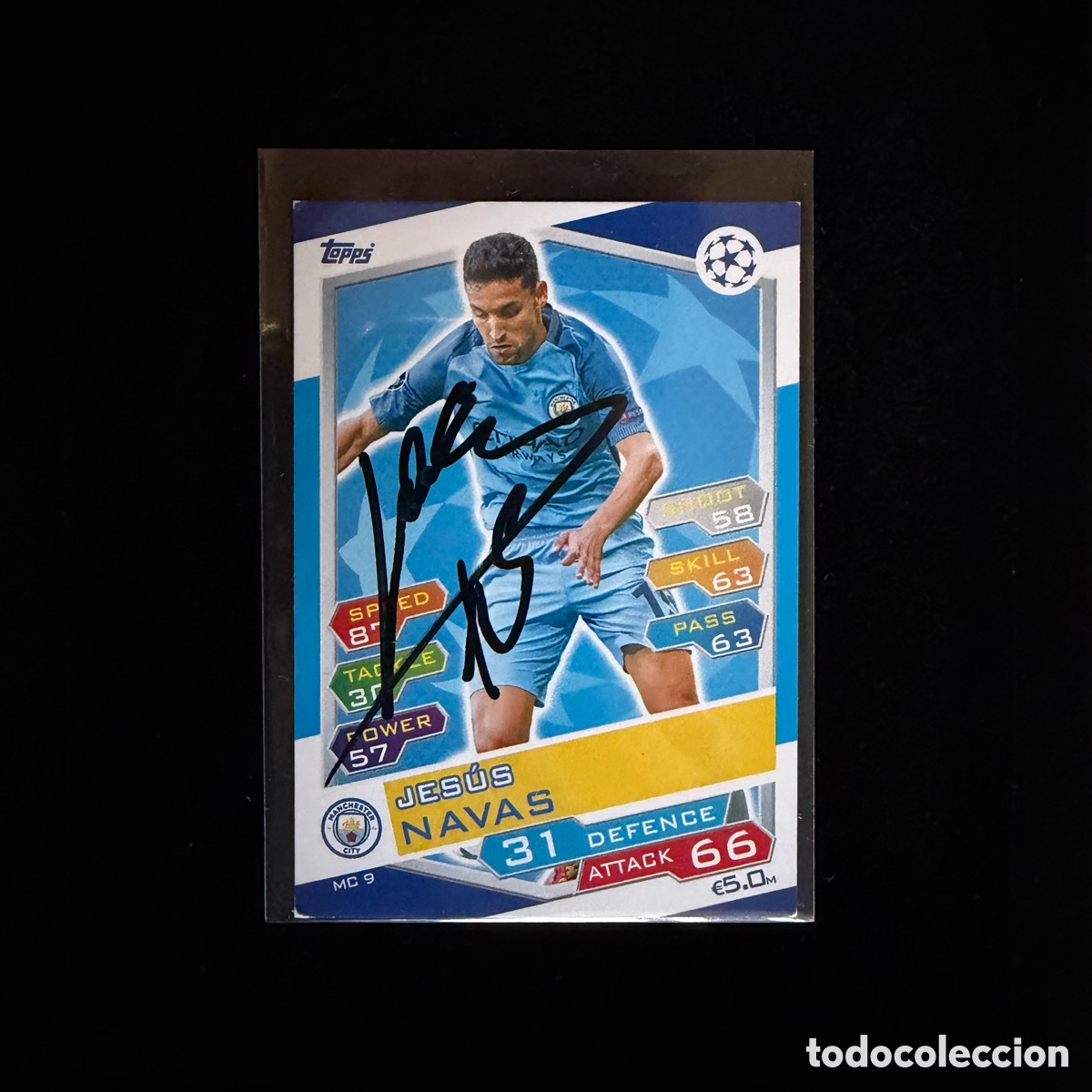 Coleccionismo deportivo: Cromo Jes&uacute;s Navas Firmado Manchester City Topps