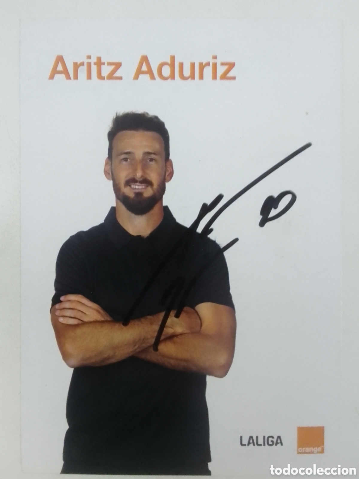 Coleccionismo deportivo: Postal autografiada Aritz Aduriz LA LIGA ORANGE.