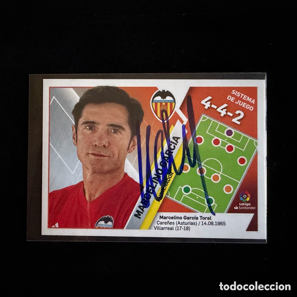 Coleccionismo deportivo: Cromo Marcelino Firmado Valencia CF Entrenador