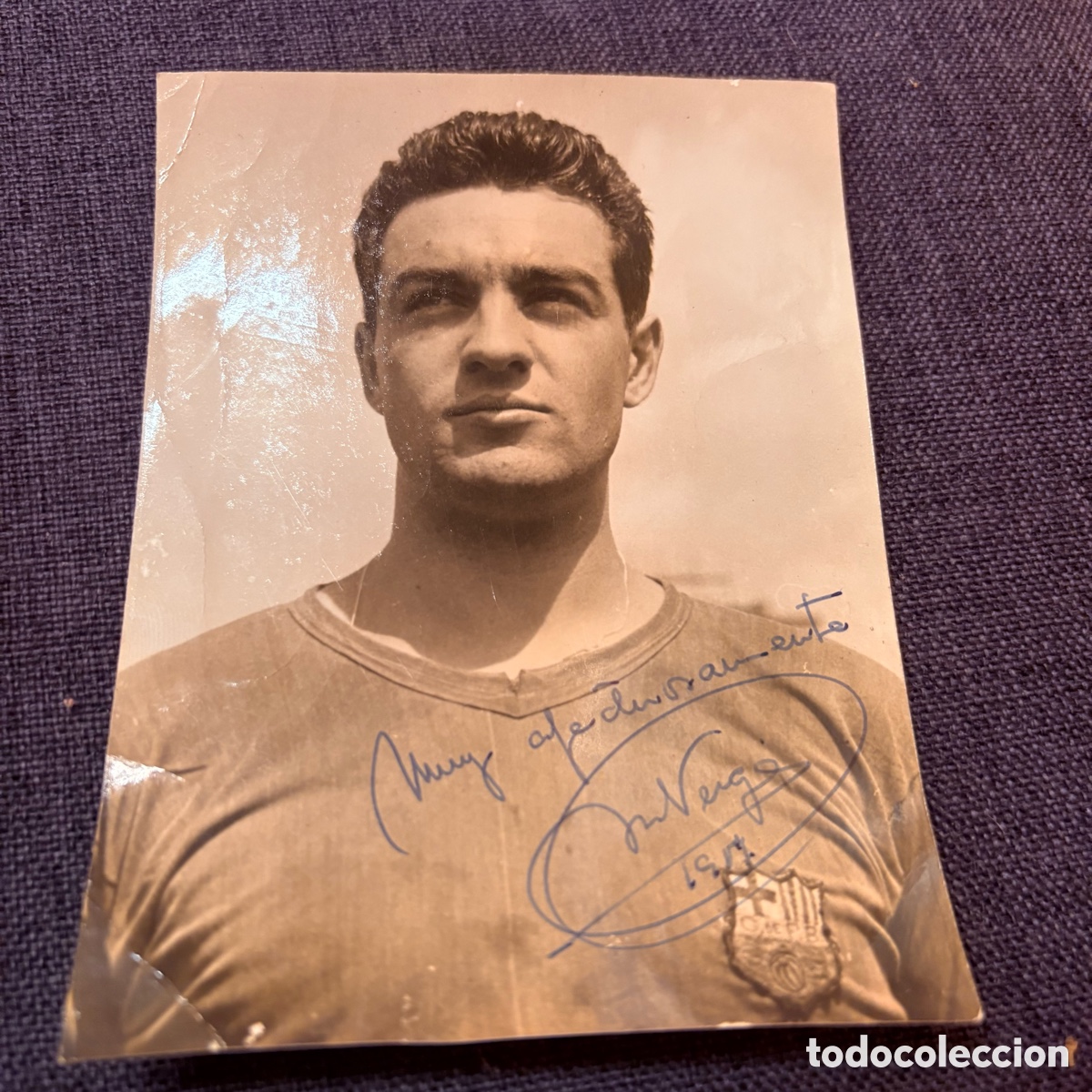 Coleccionismo deportivo: Foto fotograf&iacute;a con aut&oacute;grafo Mart&iacute; Verg&eacute;s Massa de 1957 f.c. Barcelona