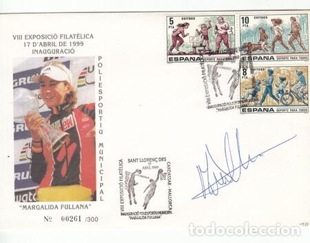 Coleccionismo deportivo: CICLISMO. Dos sobres conmemorativos de 1999 con aut&oacute;grafo de la ciclista Margalida Fullana.