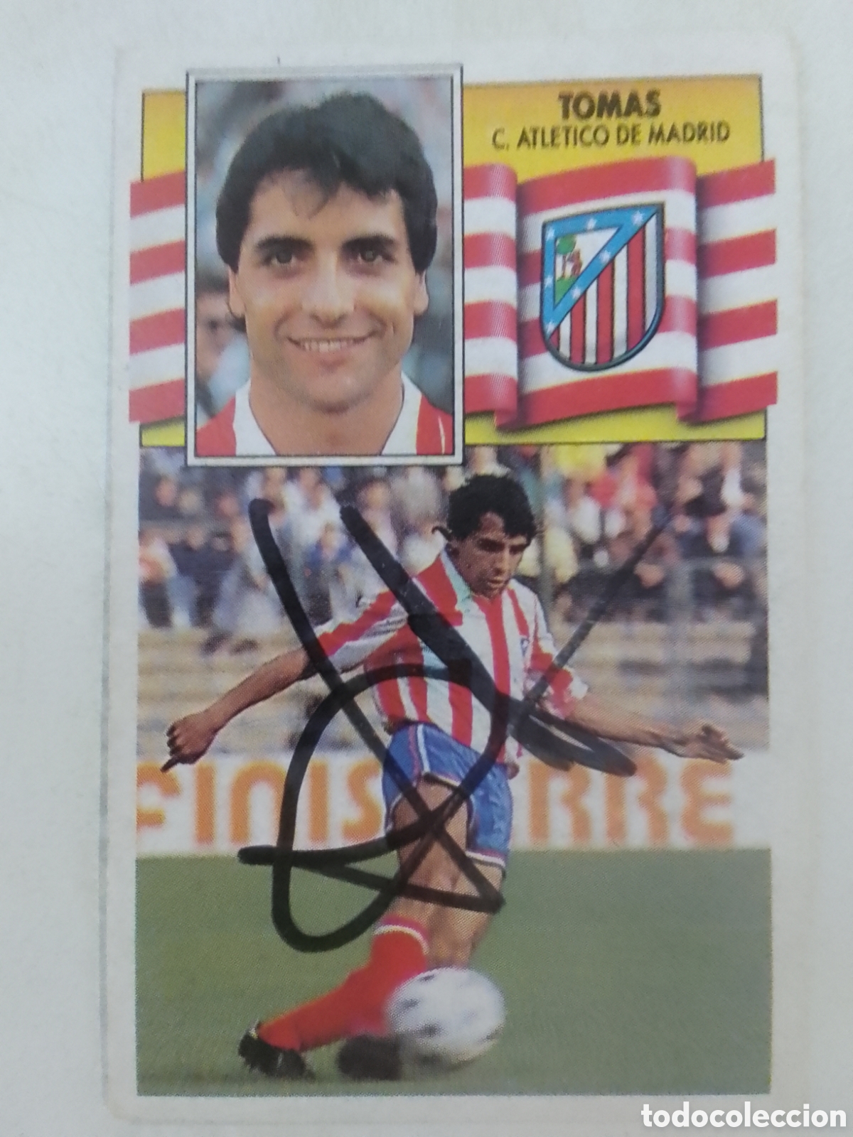 Coleccionismo deportivo: Cromo autografiado Tomas &bull; Atl&eacute;tico de Madrid.