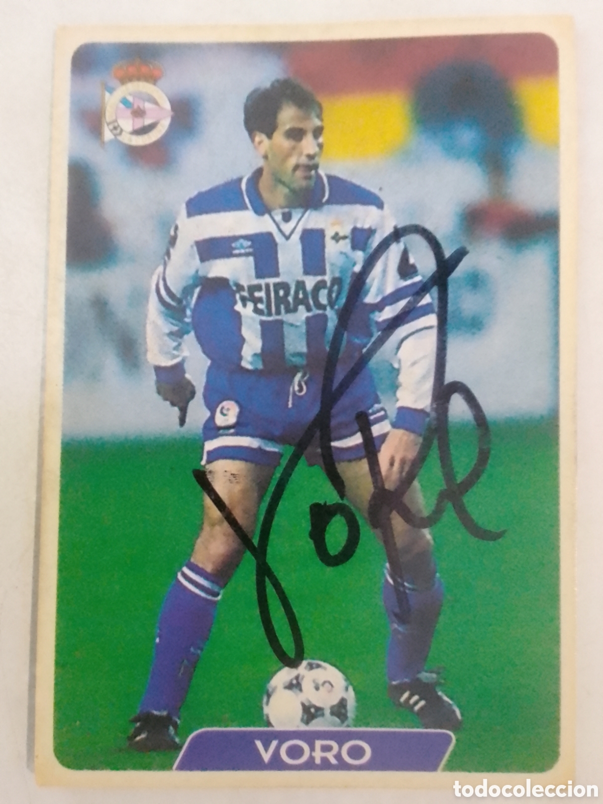 Coleccionismo deportivo: Cromo autografiado Voro &bull; Deportivo de La Coru&ntilde;a.