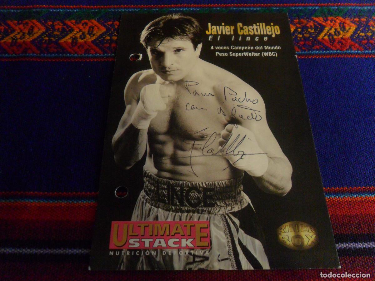 Coleccionismo deportivo: BOXEO AUT&Oacute;GRAFO ORIGINAL JAVIER CASTILLEJO EL LINCE DE PARLA EN POSTAL TARJETA ULTIMATE STACK. RARO.
