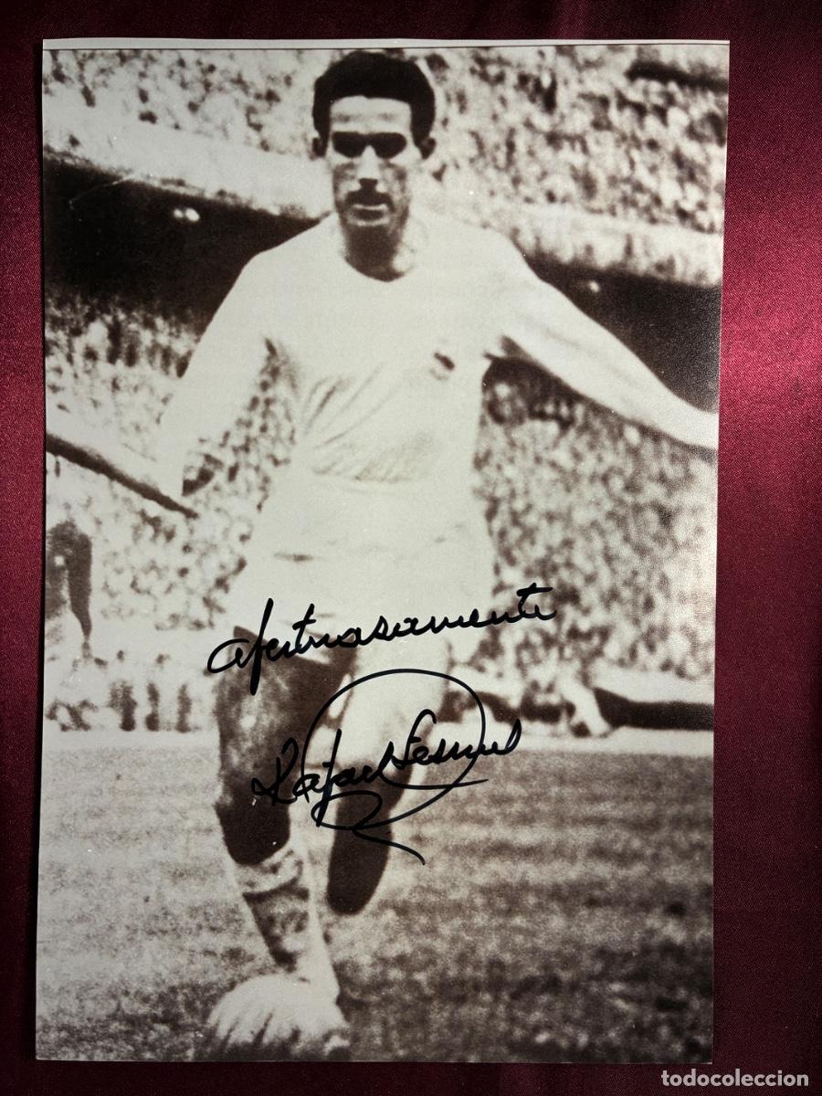 Coleccionismo deportivo: Aut&oacute;grafo original RAFAEL LESMES (&dagger;2012)-Real Madrid-Foto 30x20cm firmada-difunto