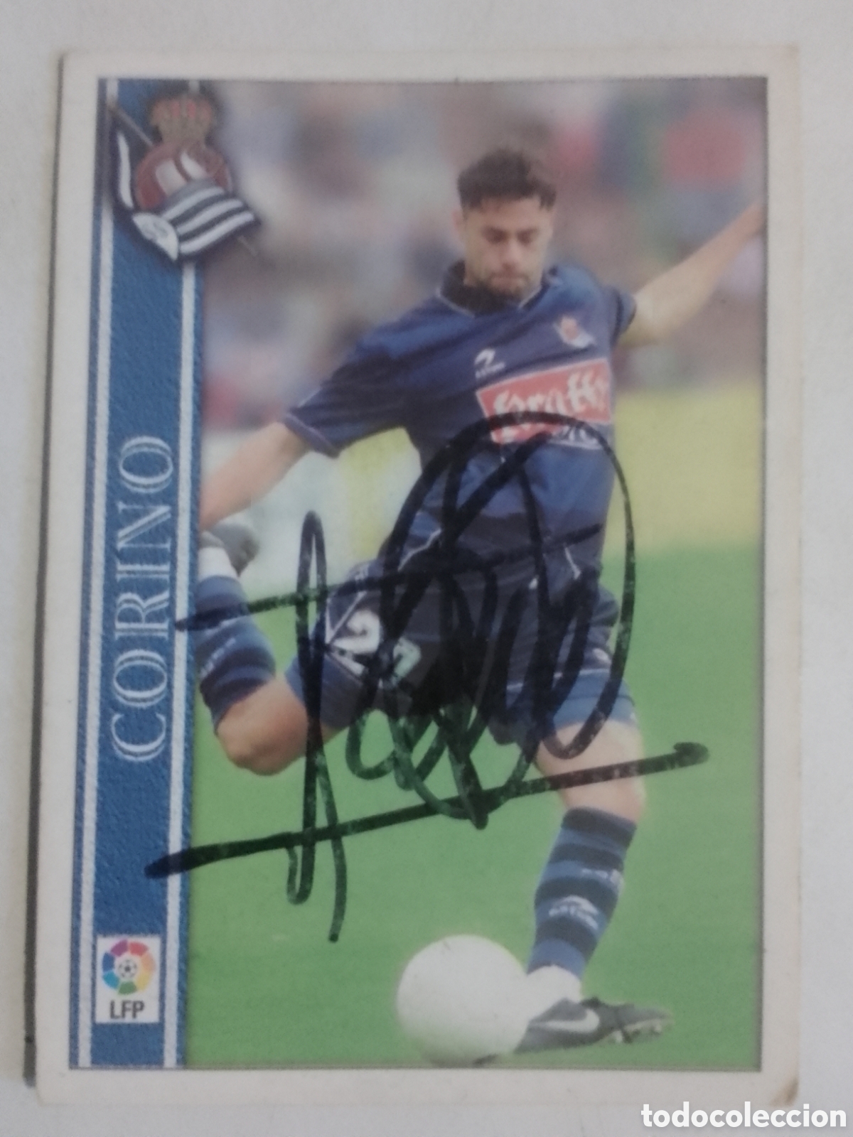 Coleccionismo deportivo: Cromo autografiado Corino &bull; Real Sociedad.