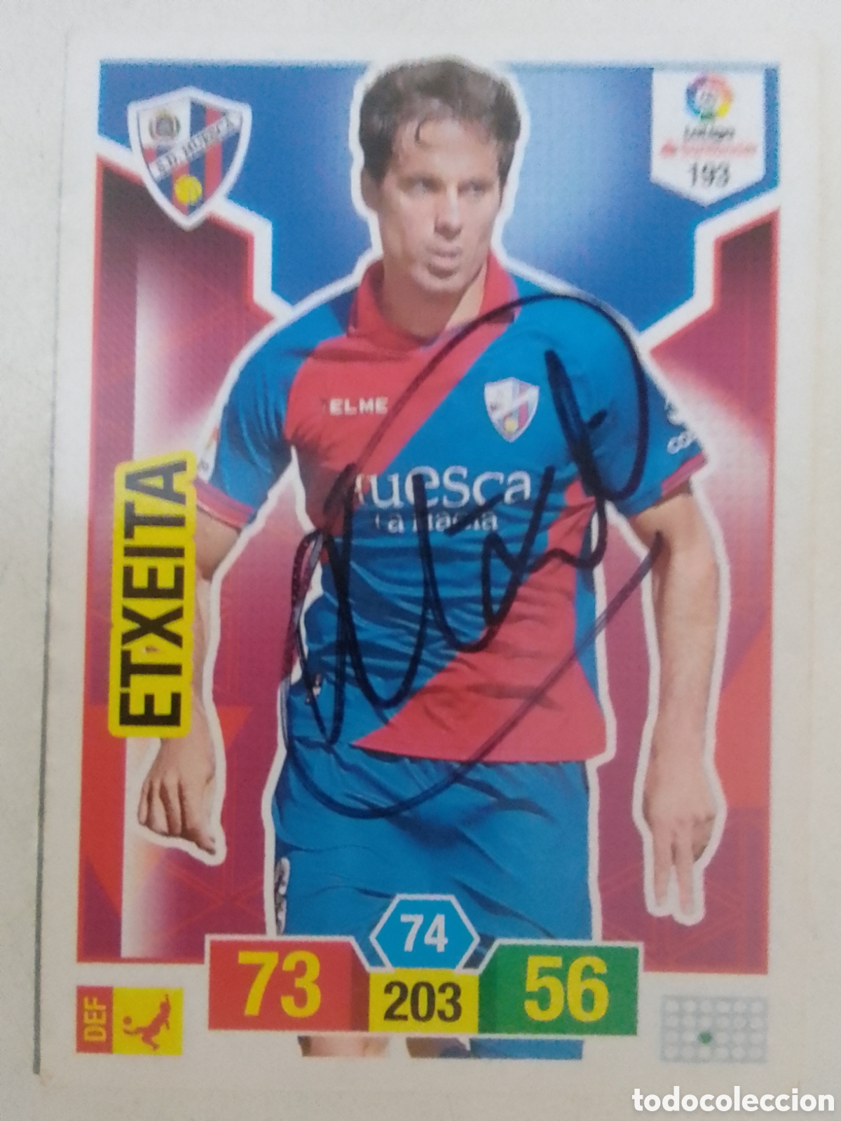Coleccionismo deportivo: Cromo autografiado Etxeita &bull; Huesca.