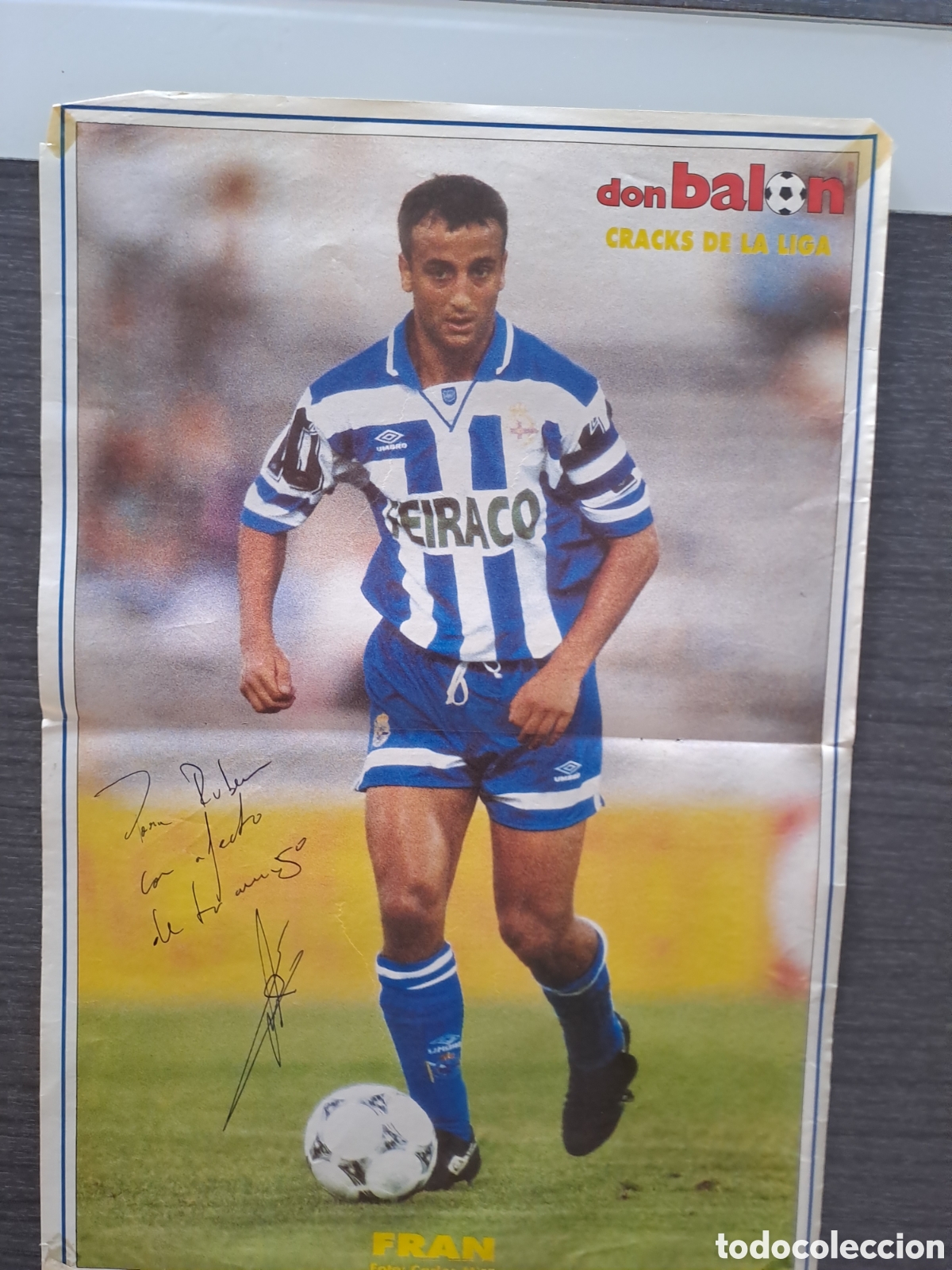 Coleccionismo deportivo: FRAN FIRMADO Y DEDICADO &mdash; DEPORTIVO &mdash; DON BAL&Oacute;N P&oacute;ster original de la revista Don Bal&oacute;n