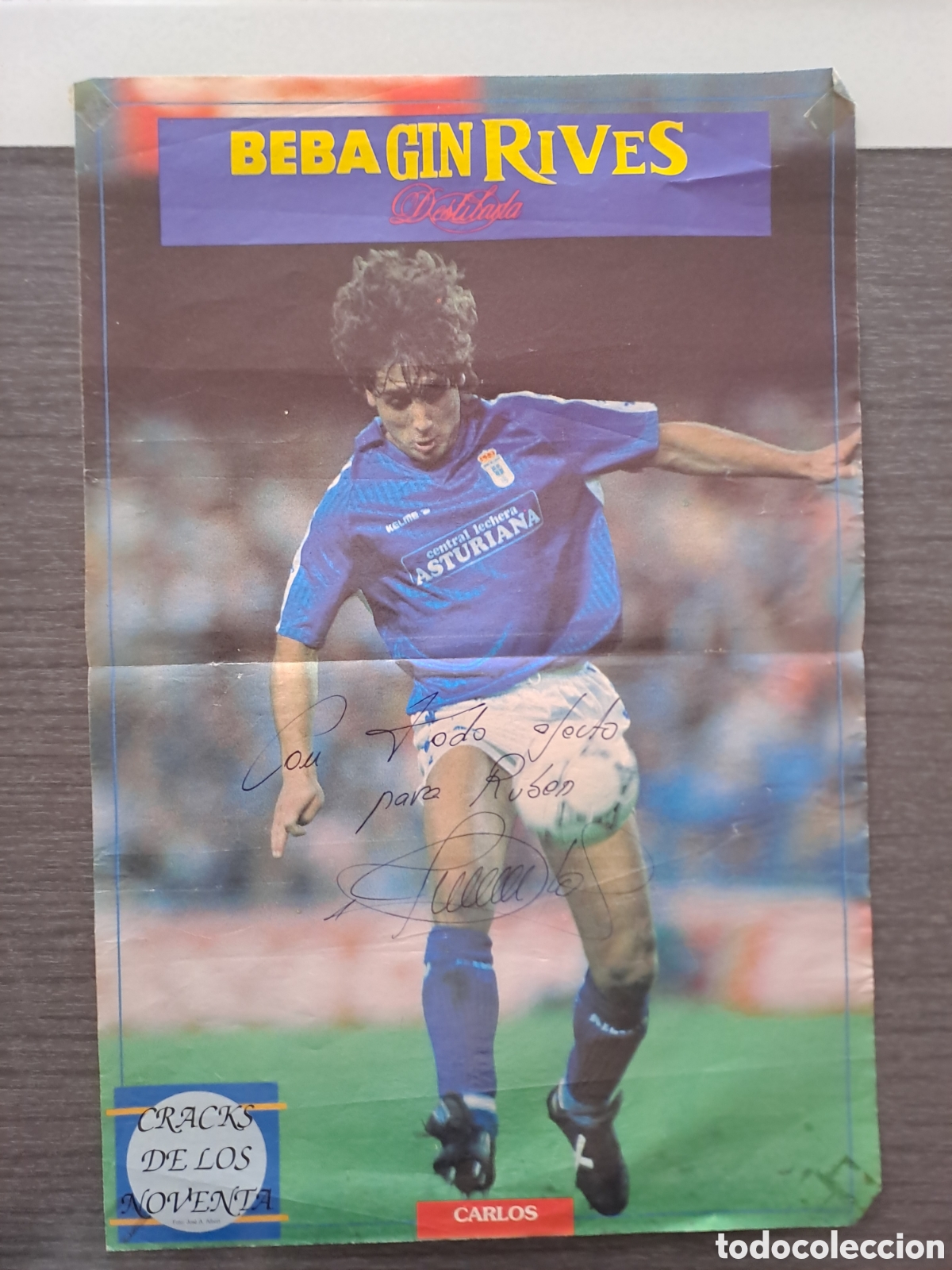 Coleccionismo deportivo: CARLOS FIRMADO Y DEDICADO &mdash; REAL OVIEDO &mdash; DON BAL&Oacute;N P&oacute;ster original de la revista Don Bal&oacute;n.