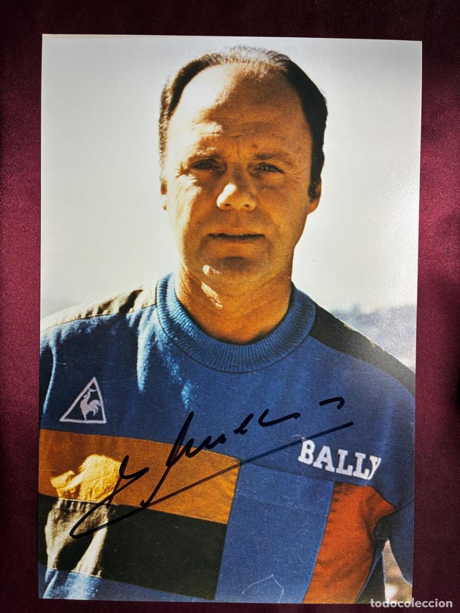 Coleccionismo deportivo: Aut&oacute;grafo original LUCIEN MULLER (&dagger;2026)-FC Barcelona+Real Madrid-Foto 30x20cm firmada