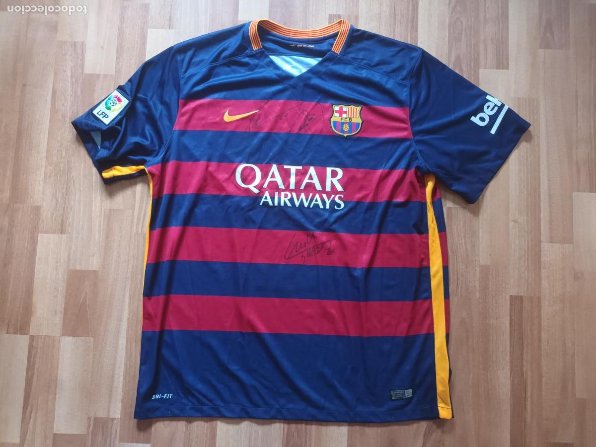 Coleccionismo deportivo: CAMISETA FUTBOL CLUB BARCELONA 2015 2016 AUTOGRAFO FIRMAS TRIDENTE MSN LEO MESSI LUIS SUAREZ NEYMAR