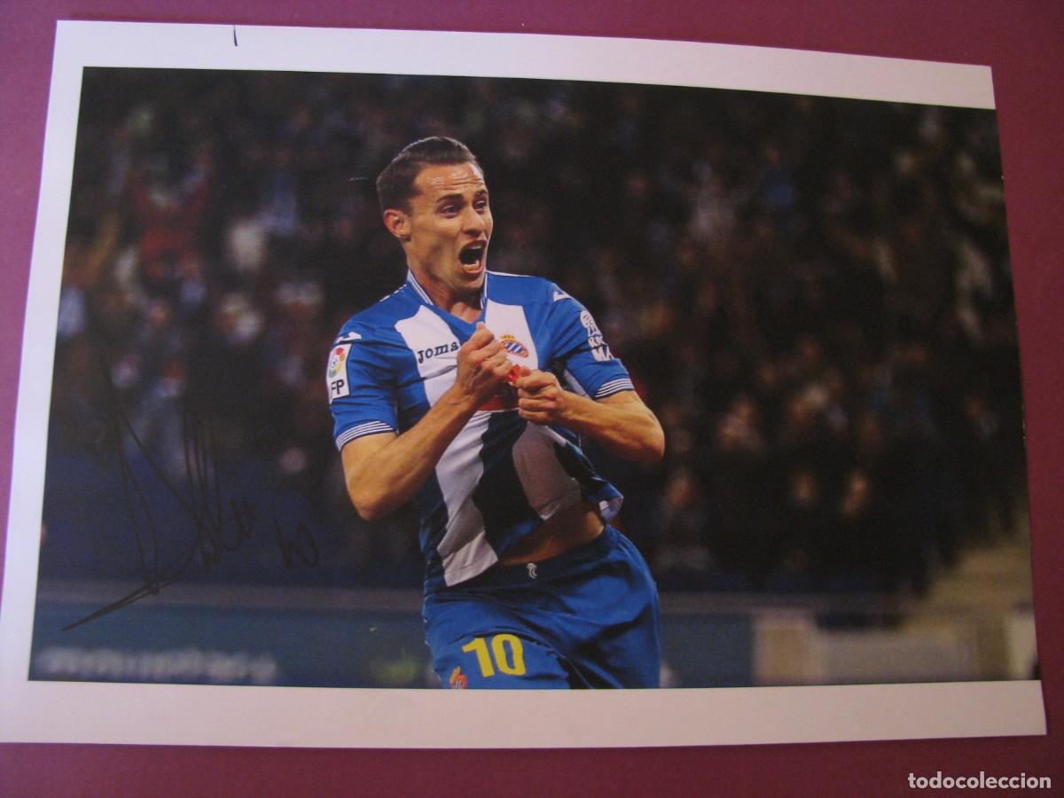Coleccionismo deportivo: LAMINA CON AUTOGRAFO ORIGINAL A MANO DEL JUGADOR DE FUTBOL ABRAHAM GONZALEZ, RCD ESPANYOL