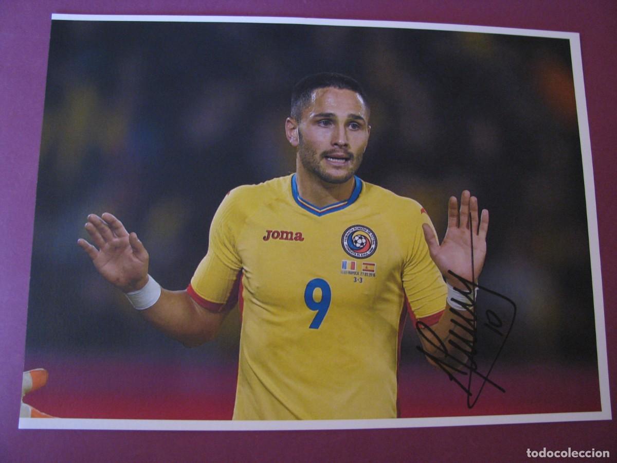 Coleccionismo deportivo: LAMINA CON AUTOGRAFO ORIGINAL A MANO DEL JUGADOR DE FUTBOL FLORIN ANDONE, SELECCION RUMANIA