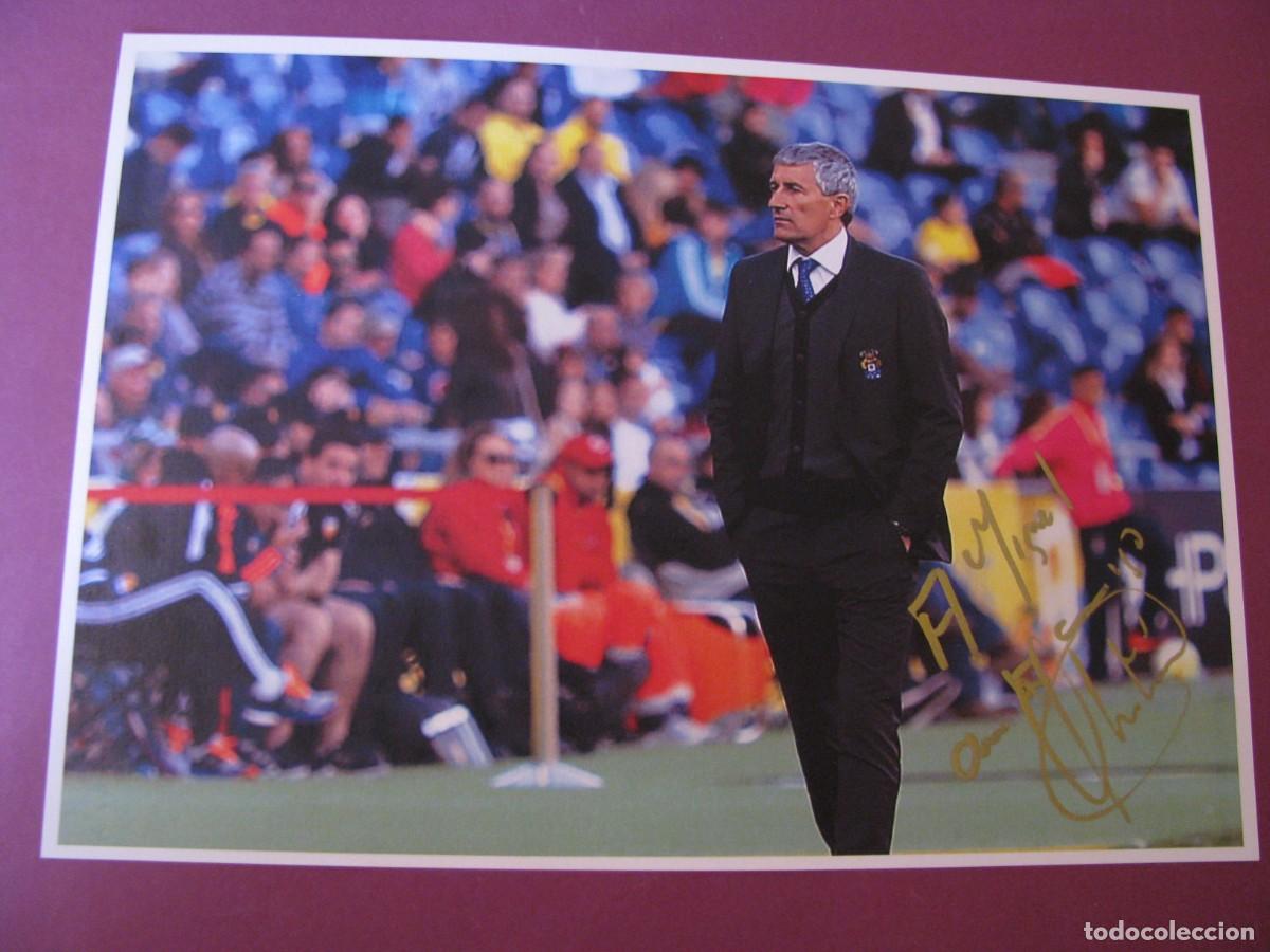 Collectionnisme sportif: LAMINA CON AUTOGRAFO ORIGINAL A MANO DEL ENTRENADOR DE U. D. LAS PALMAS QUIQUE SETIEN