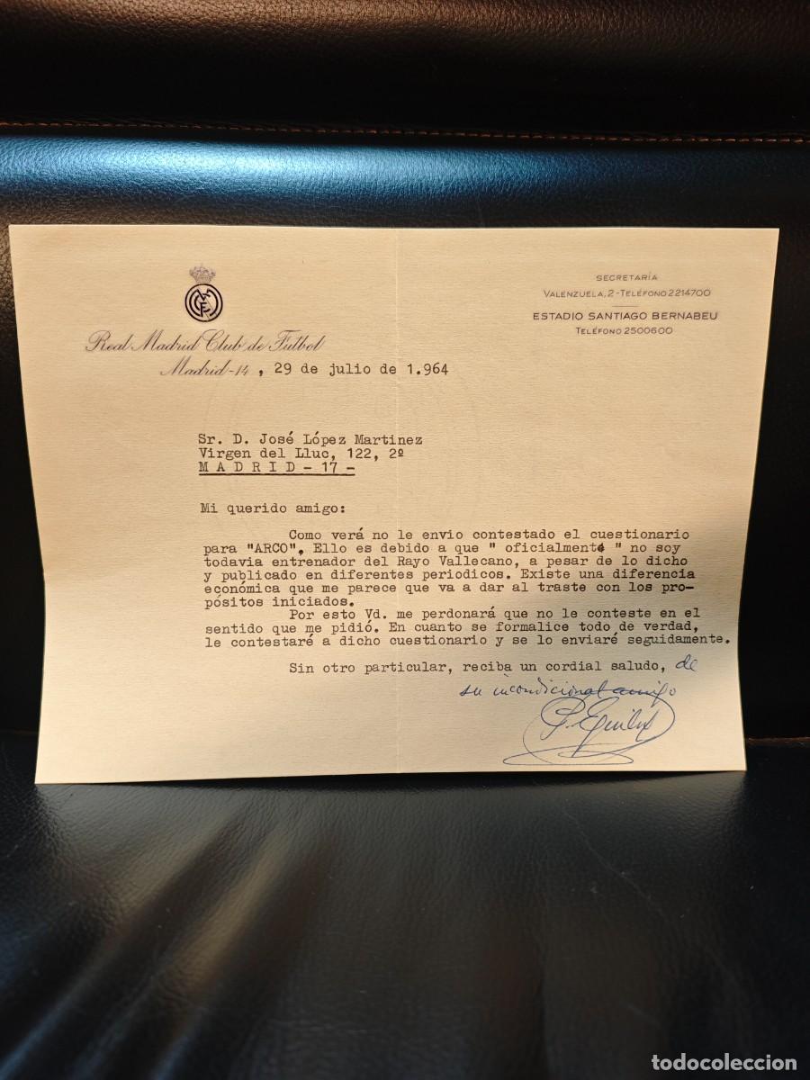 Coleccionismo deportivo: AUT&Oacute;GRAFO PEDRO EGUILUZ 1964 - Carta Oficial REAL MADRID F&uacute;tbol