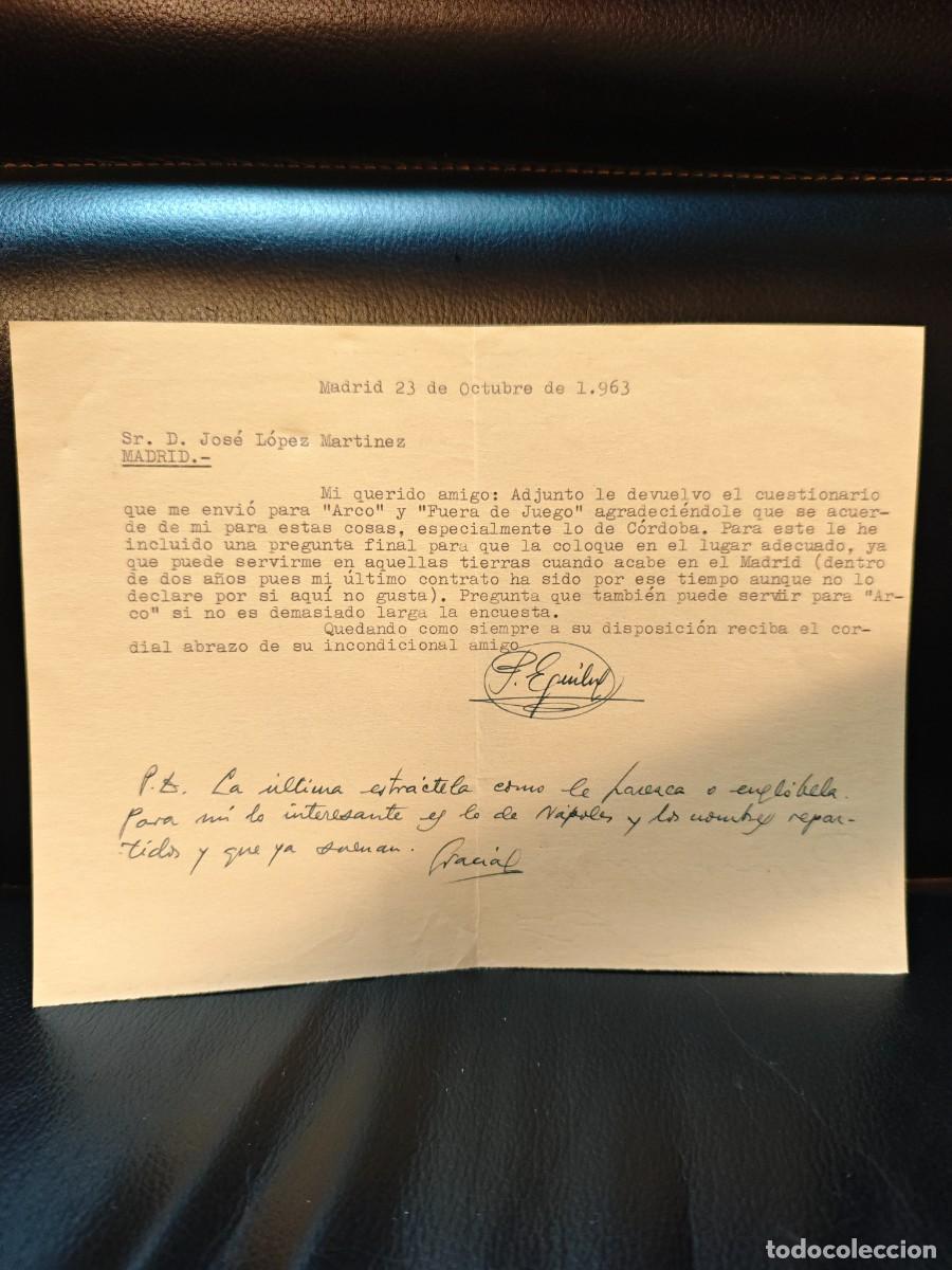 Coleccionismo deportivo: AUT&Oacute;GRAFO PEDRO EGUILUZ 1963 - Carta Real Madrid y Futuro C&oacute;rdoba