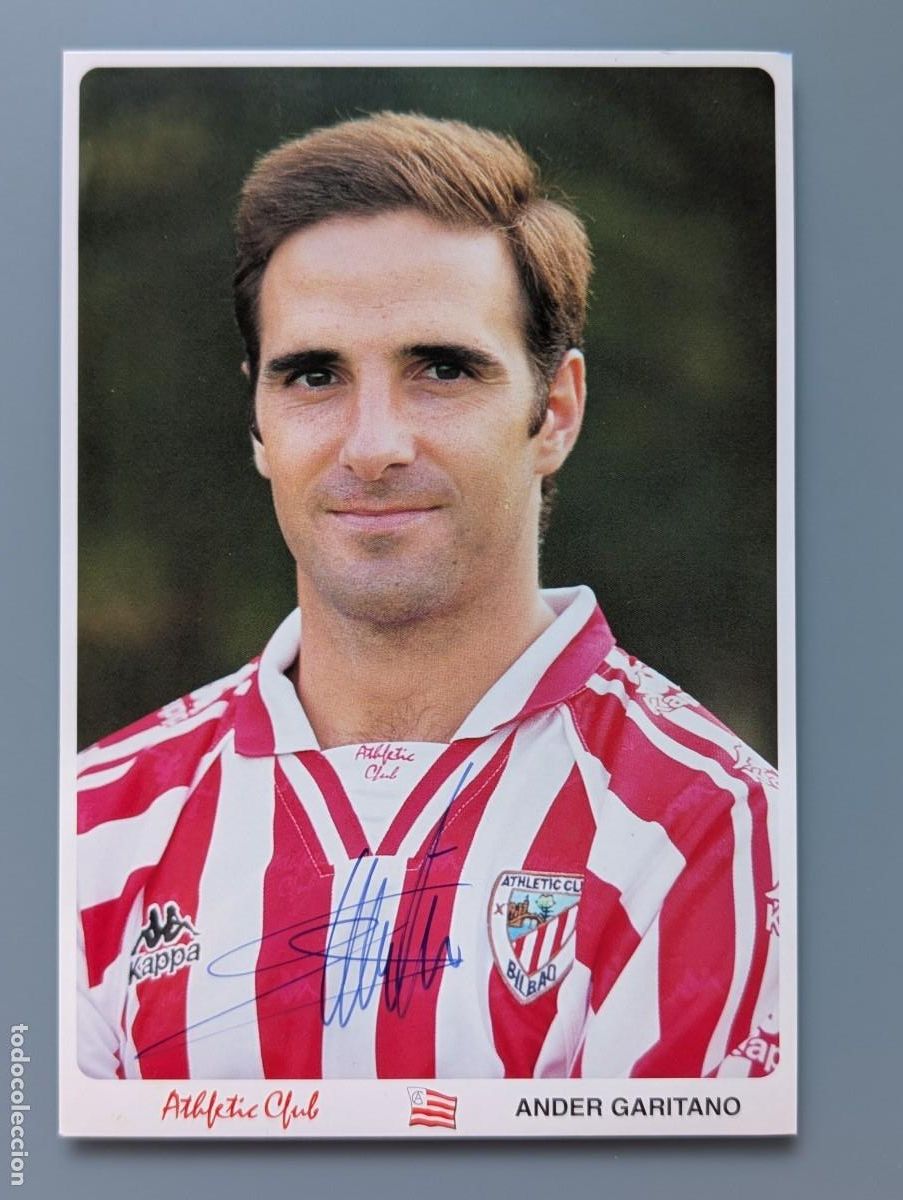 Coleccionismo deportivo: FOTOGRAFIA ORIGINAL CON AUTOGRAFO DE ANDER GARITANO ATHLETIC CLUB BILBAO VIZCAYA 1998