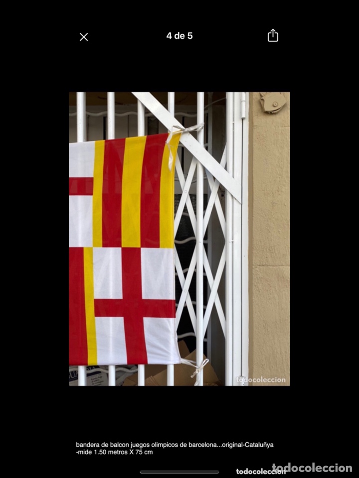 Coleccionismo deportivo: bandera de balcon juegos olimpicos de barcelona...original-Cataluñya -mide 1.50 metros X 75 cm - Foto 3 - 264188620