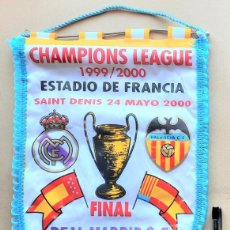 Coleccionismo deportivo: BANDERIN FINAL REAL MADRID – VALENCIA CF CHAMPIONS LEAGUE PARIS 2000 29X40 PENNANT WIMPEL