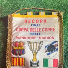 Coleccionismo deportivo: BANDERÍN DEL FÚTBOL CLUB BARCELONA- U.C.SAMPDORIA FINAL DE LA RECOPA 1989.