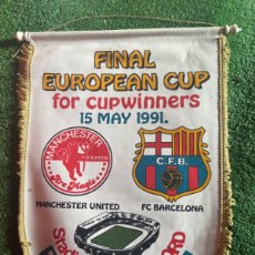 Coleccionismo deportivo: BANDERÍN DEL FÚTBOL CLUB BARCELONA -MANCHESTER UNITED FINAL DE LA RECOPA DE EUROPA 1991.