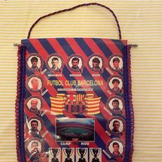BANDERIN DE FUTBOL F.c Antiguo F,C Barcelona Tiempo Migueli,Artola BANDERIN DE FUTBOL F.c Antiguo F,C Barcelona Tiempo Migueli,Artola