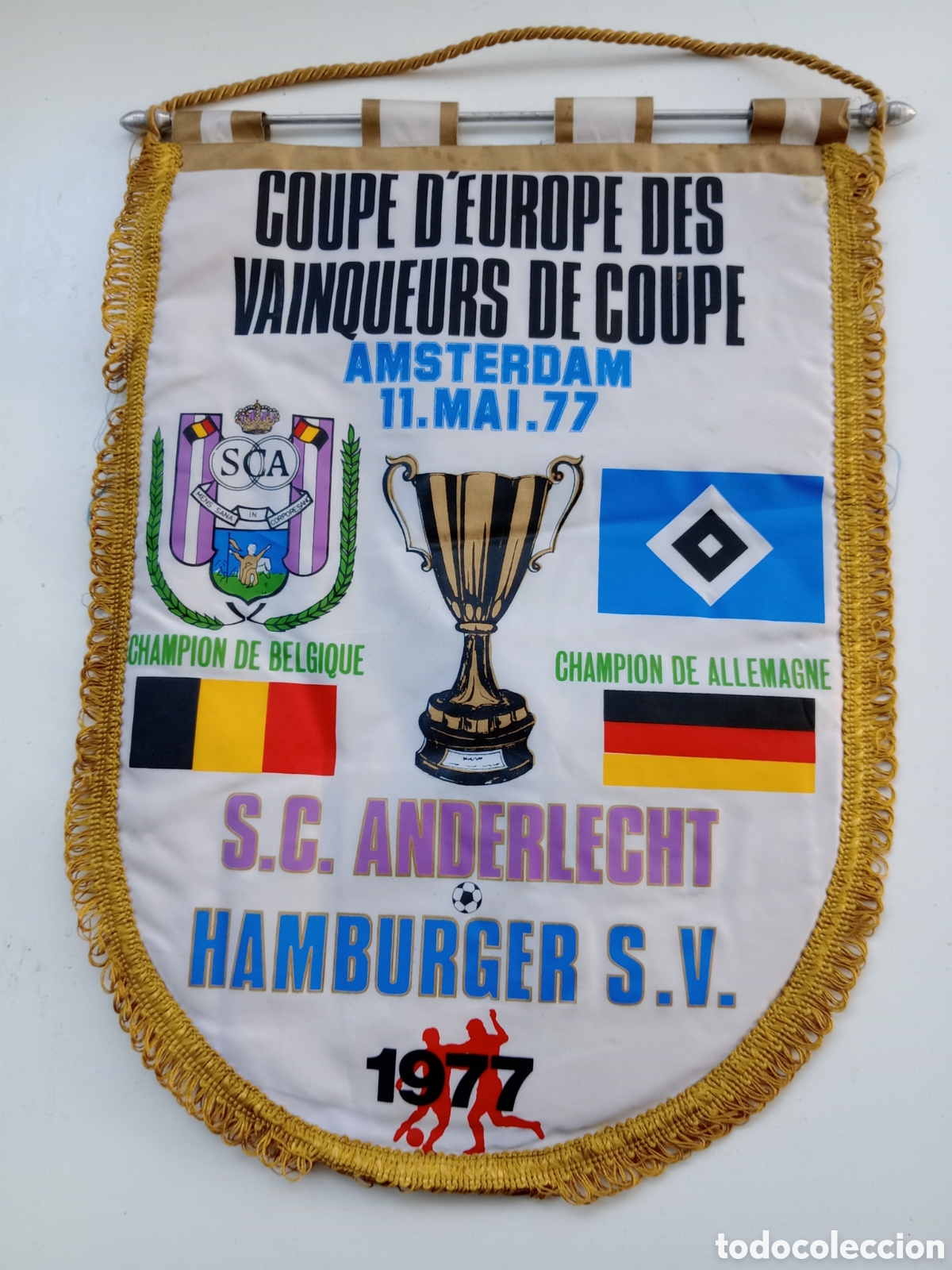 Coleccionismo deportivo: Bander&iacute;n final de la Recopa de 1977 - Foto 1