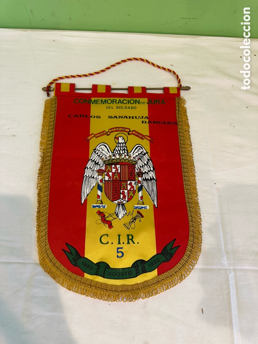 Collectionnisme sportif: Bander&iacute;n militar CIR 5 jura de bandera 1980 Carlos Sanahuja Barques conmemorativo