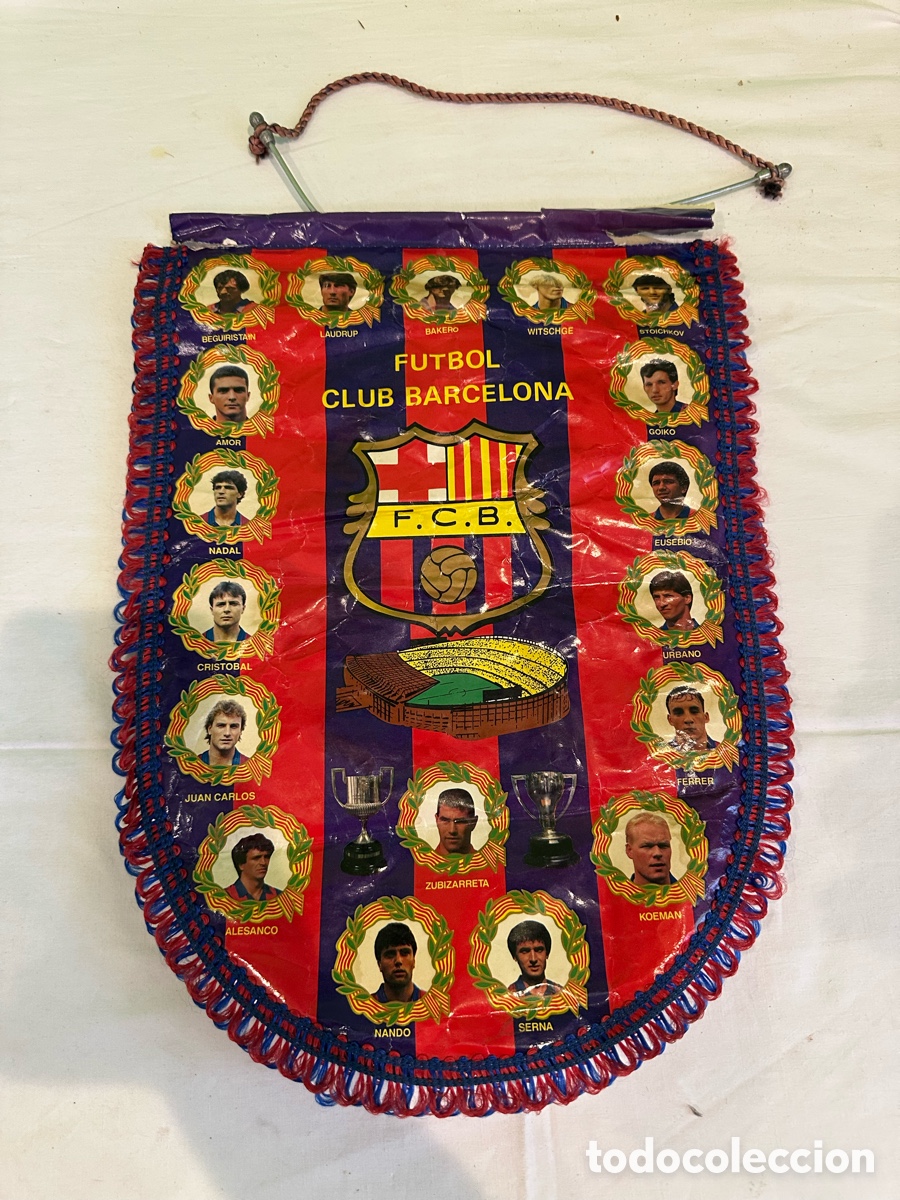 Collectionnisme sportif: Bander&iacute;n antiguo FC Barcelona jugadores Koeman Laudrup Bakero a&ntilde;os 90