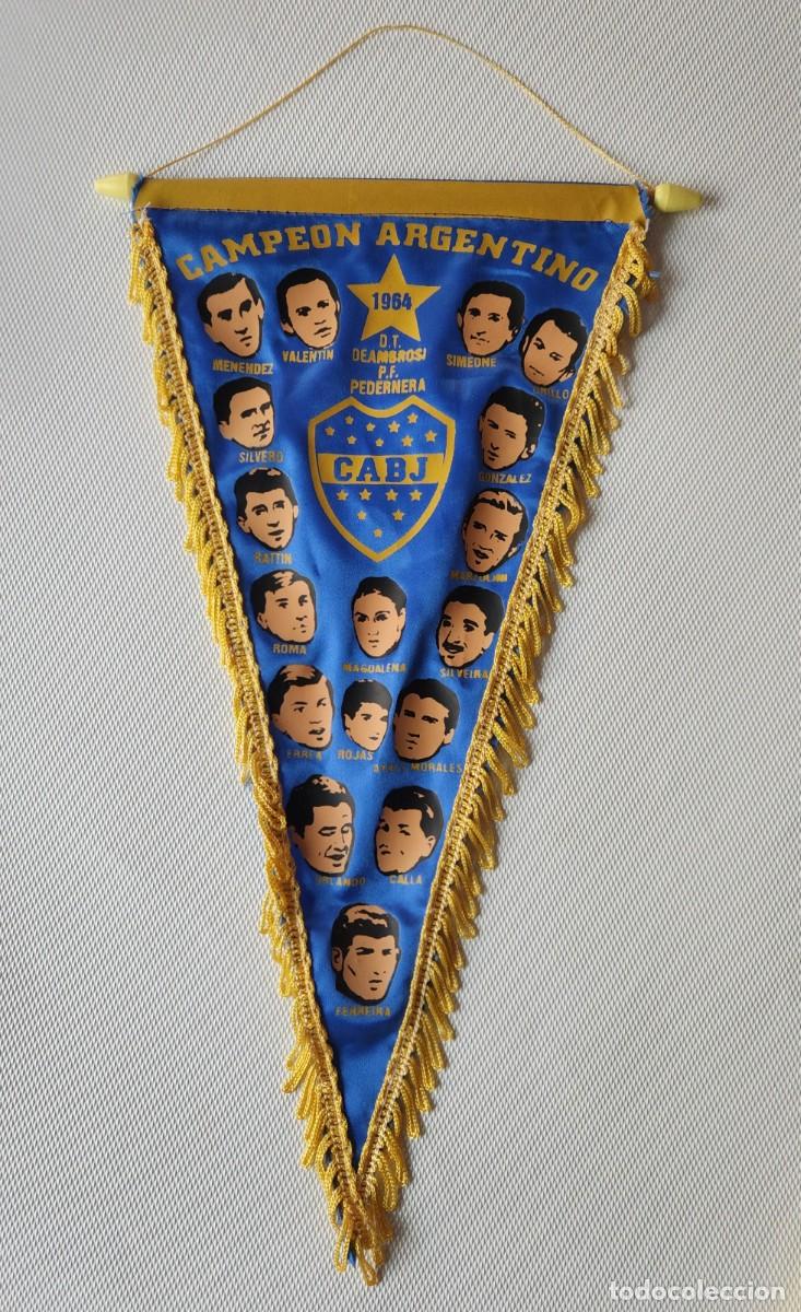 Coleccionismo deportivo: BOCA JUNIORS - antiguo bander&iacute;n futbol CAMPEON 1964 conmemorativo