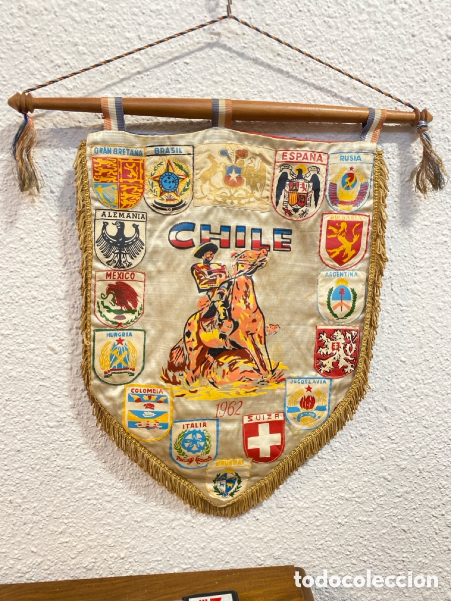 Coleccionismo deportivo: Bander&iacute;n Mundial Chile 1962 Original