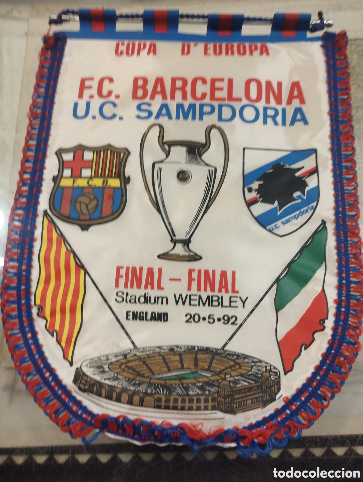 Sammelleidenschaft Sport: Banderin original Copa D'EUROPA final-final FCB UC Sandoria